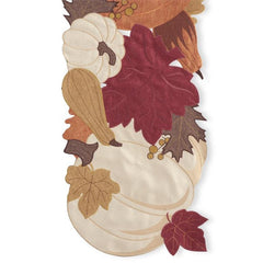 70" Embroidered Pumpkins and Leaves Runner