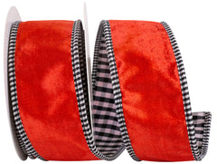 2.5" Velvet Plush Gingham Backed Ribbon