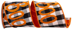 4" Boo! Embroidered Check Ribbon