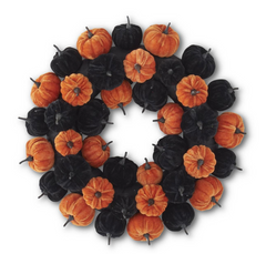 15" Black & Orange Velvet Pumpkin Wreath