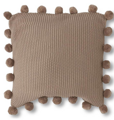 20" Knit Pillow with Pompoms