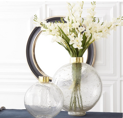 18" Round Gold Trim Black Framed Wall Mirror