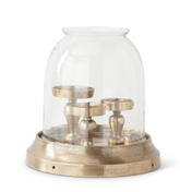 14.5" Antique Gold 3-Candle Hurricane