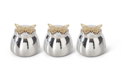 3.25" Silver Metal Filled Candle Jar with Butterfly Lid