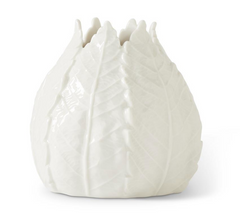 5" White Ceramic Lettuce Leaf Vase