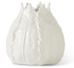 6" White Ceramic Lettuce Leaf Vase