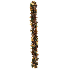 9' Golden Deluxe Magnolia Garland