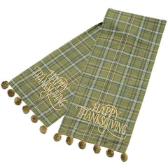 72" Happy Thanksgiving Plaid Table Runner