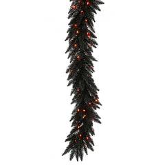 9' Lighted Black Dura-Lit Garland