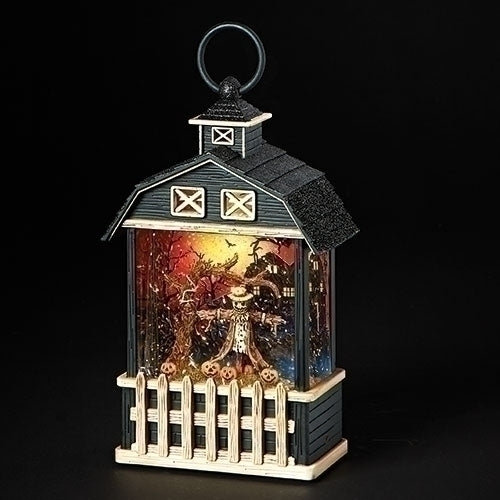 9.5" Haunted Barn with Scarecrow Water Globe