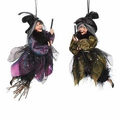 12" Fancy Witch on Broom (Sold Separately)