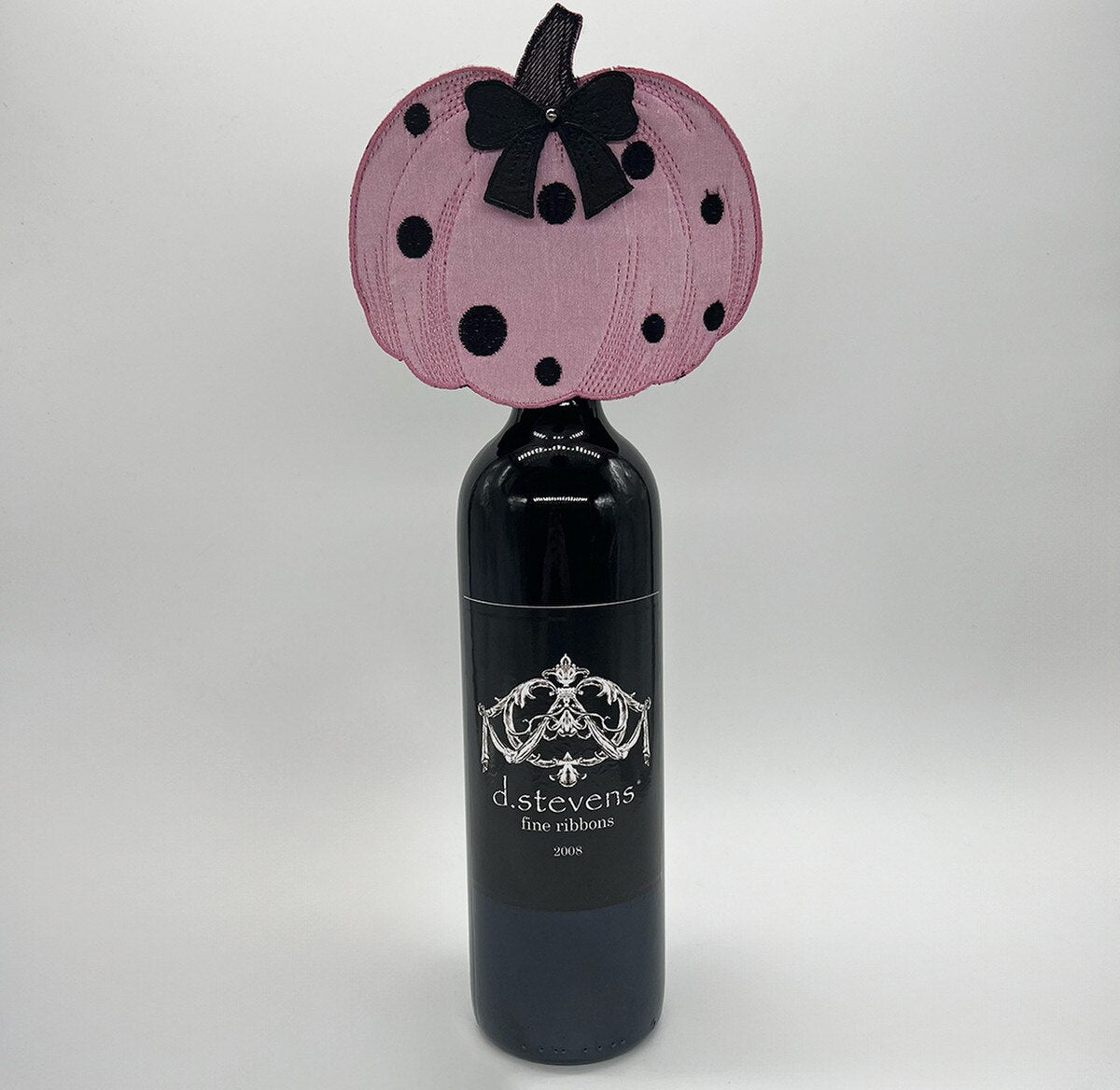 5" Satin Polka Dot Pumpkin Wine Topper
