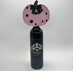 5" Satin Polka Dot Pumpkin Wine Topper
