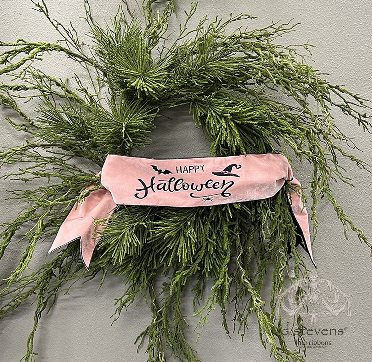 56" Pink Velvet "Happy Halloween" Banner
