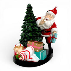 18" Retro Santa with Lighted Tree and Child