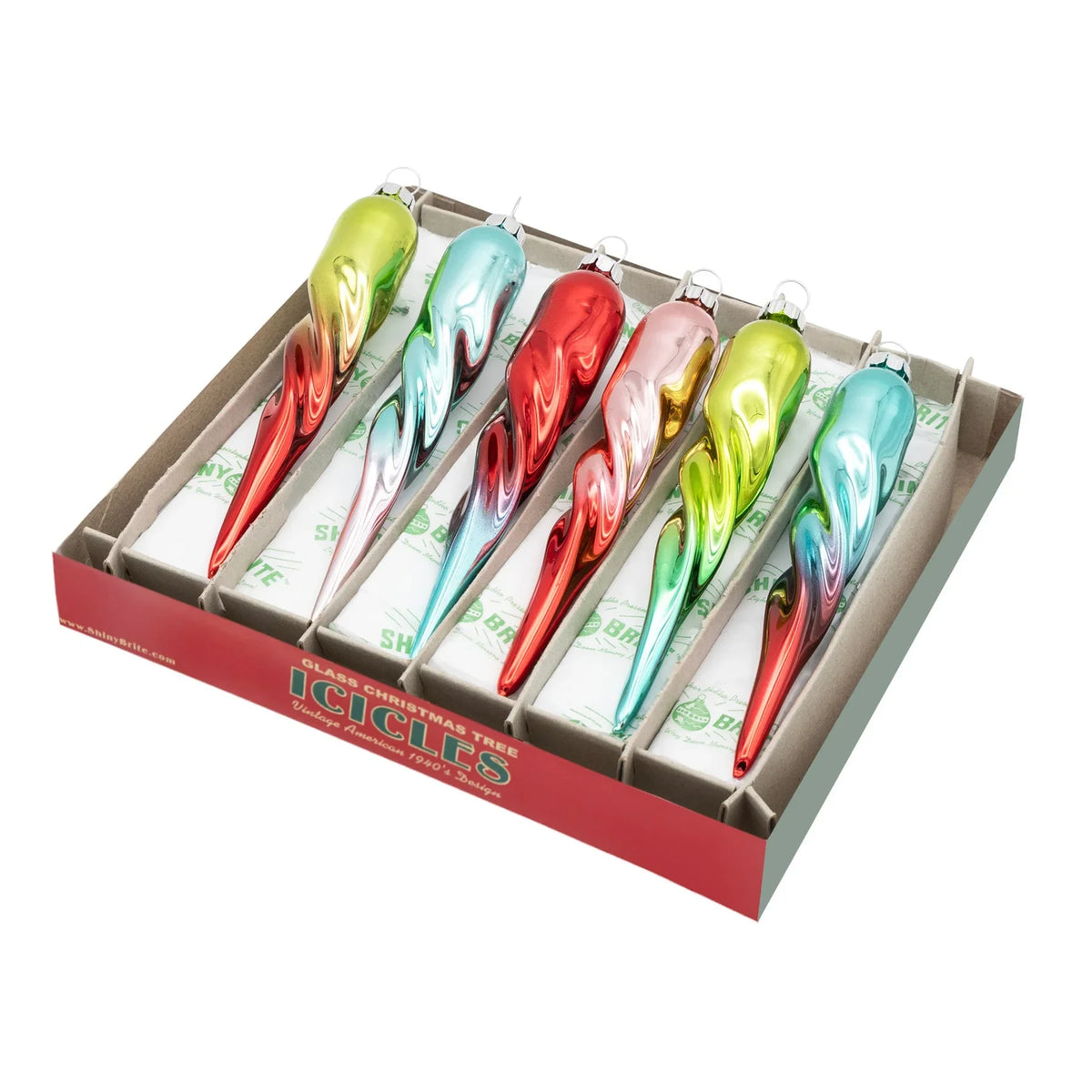 5" Festive Fete Glass Icicles (6 Count)