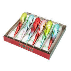 5" Festive Fete Glass Icicles (6 Count)