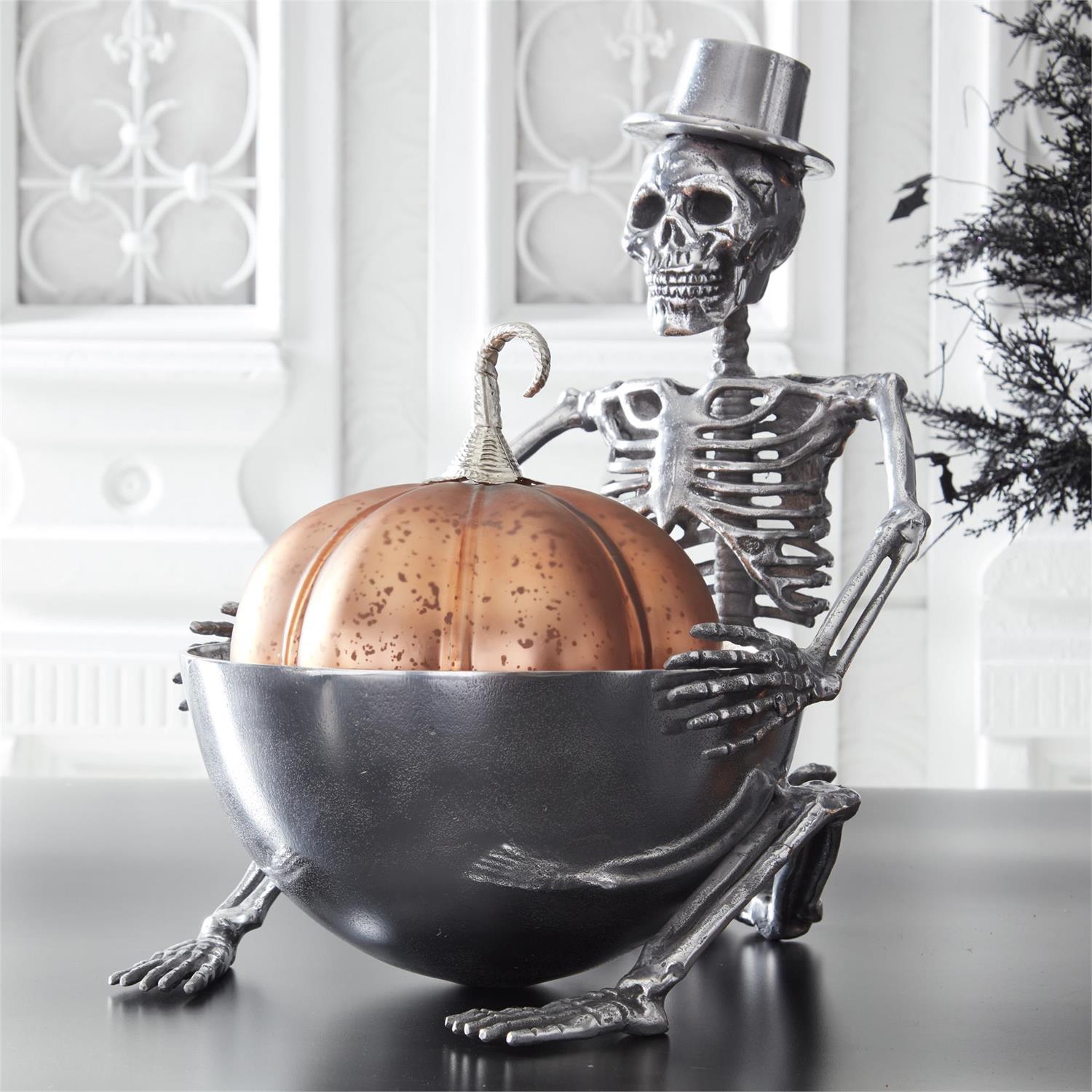 18" Silver Metal Skeleton Ice Bucket