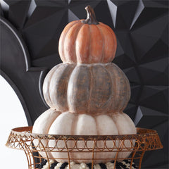 24" Orange, Brown & Cream Pumpkin Stack
