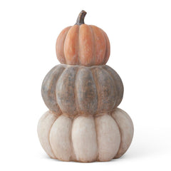 24" Orange, Brown & Cream Pumpkin Stack