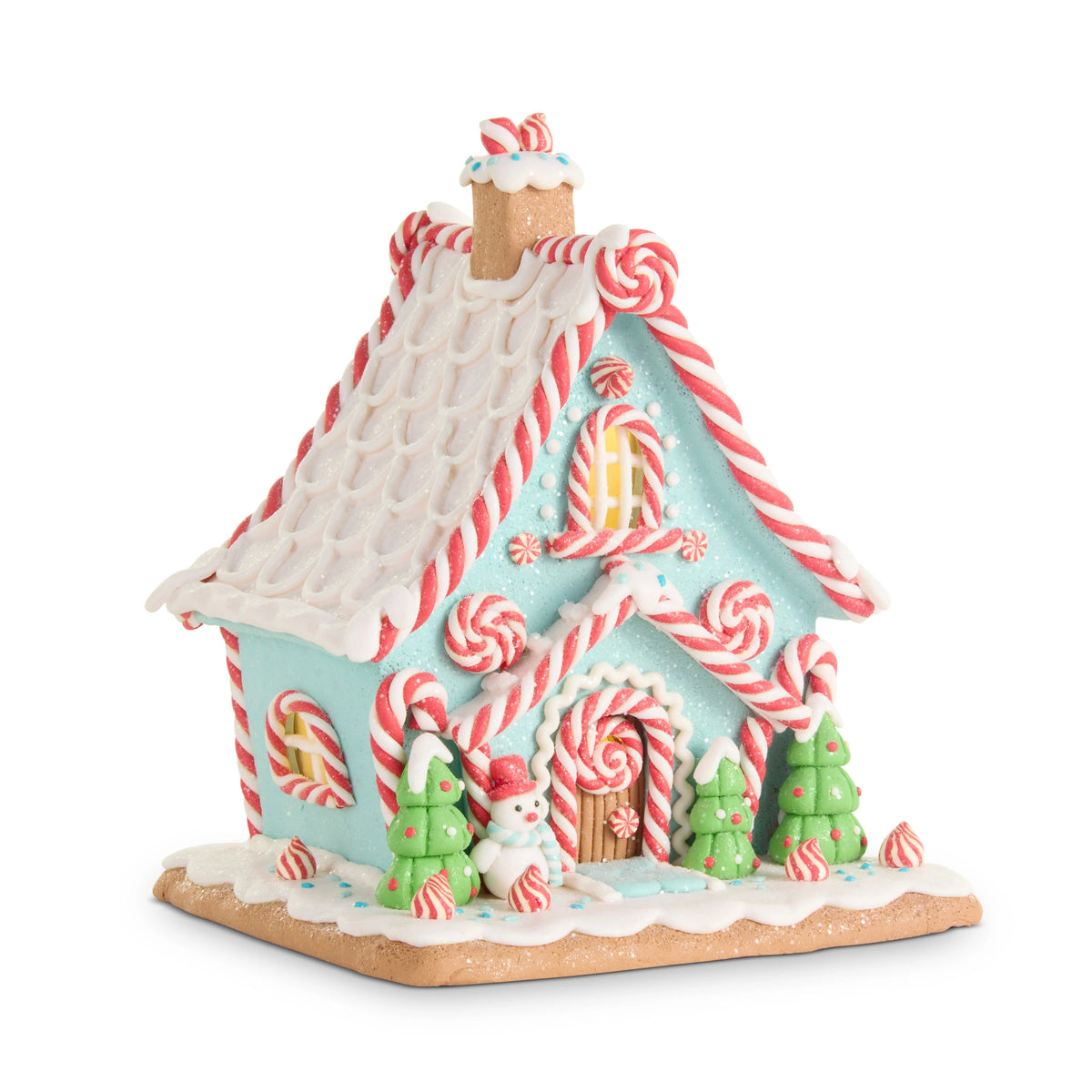 9.5" Traditional Peppermint Lighted Gingerbread House