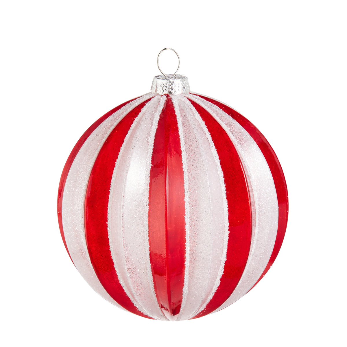 4" Red and White Stripe Ornament