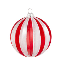 4" Red and White Stripe Ornament