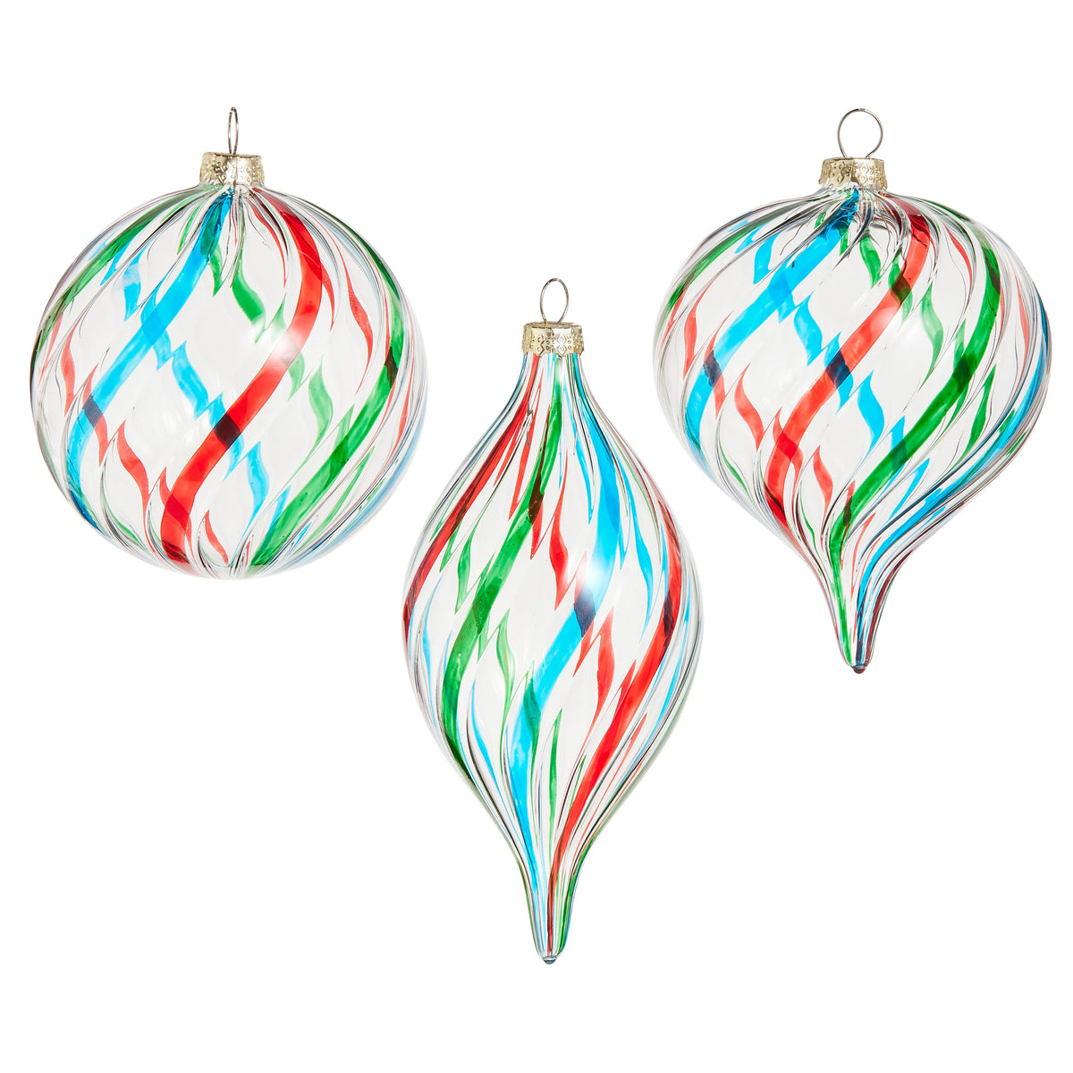 4" Red, Green and Blue Stripe Ornament (Sold Separately)