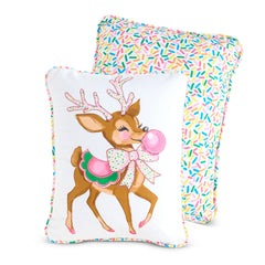 16" Bubblegum Blowin' Reindeer Pillow