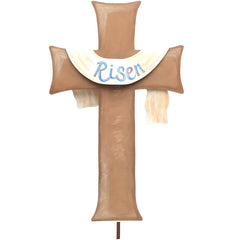 29" Natural Cross with "Risen" Sash