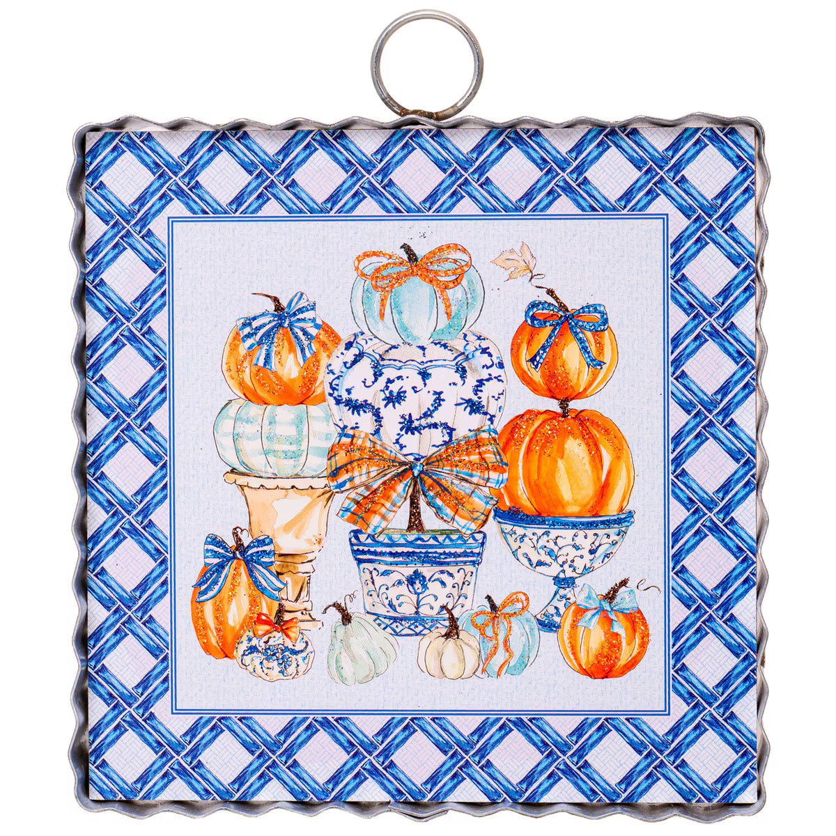 7" Blue Pumpkin Topiary Charm