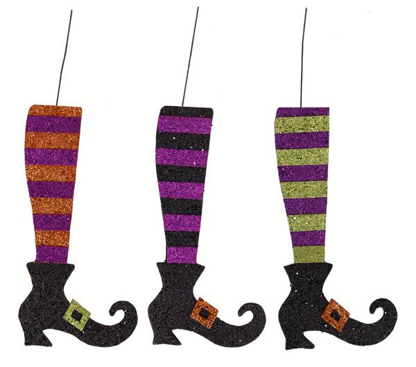 16" Glitter Witch Leg Decor (Set of 2)
