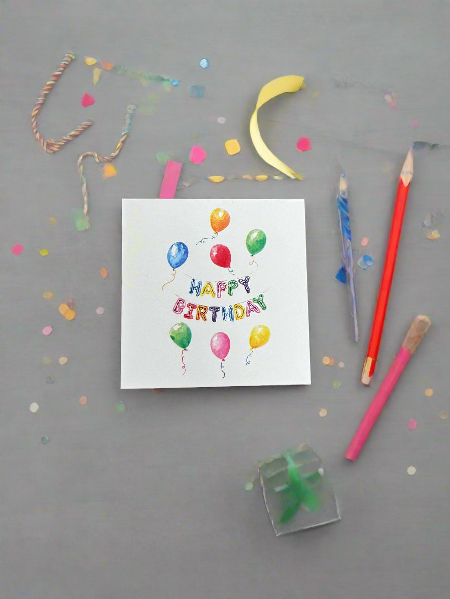 "Happy Birthday" Balloon Banner Enclosure Card