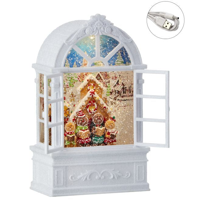 9" Gingerbread Scene Window Globe