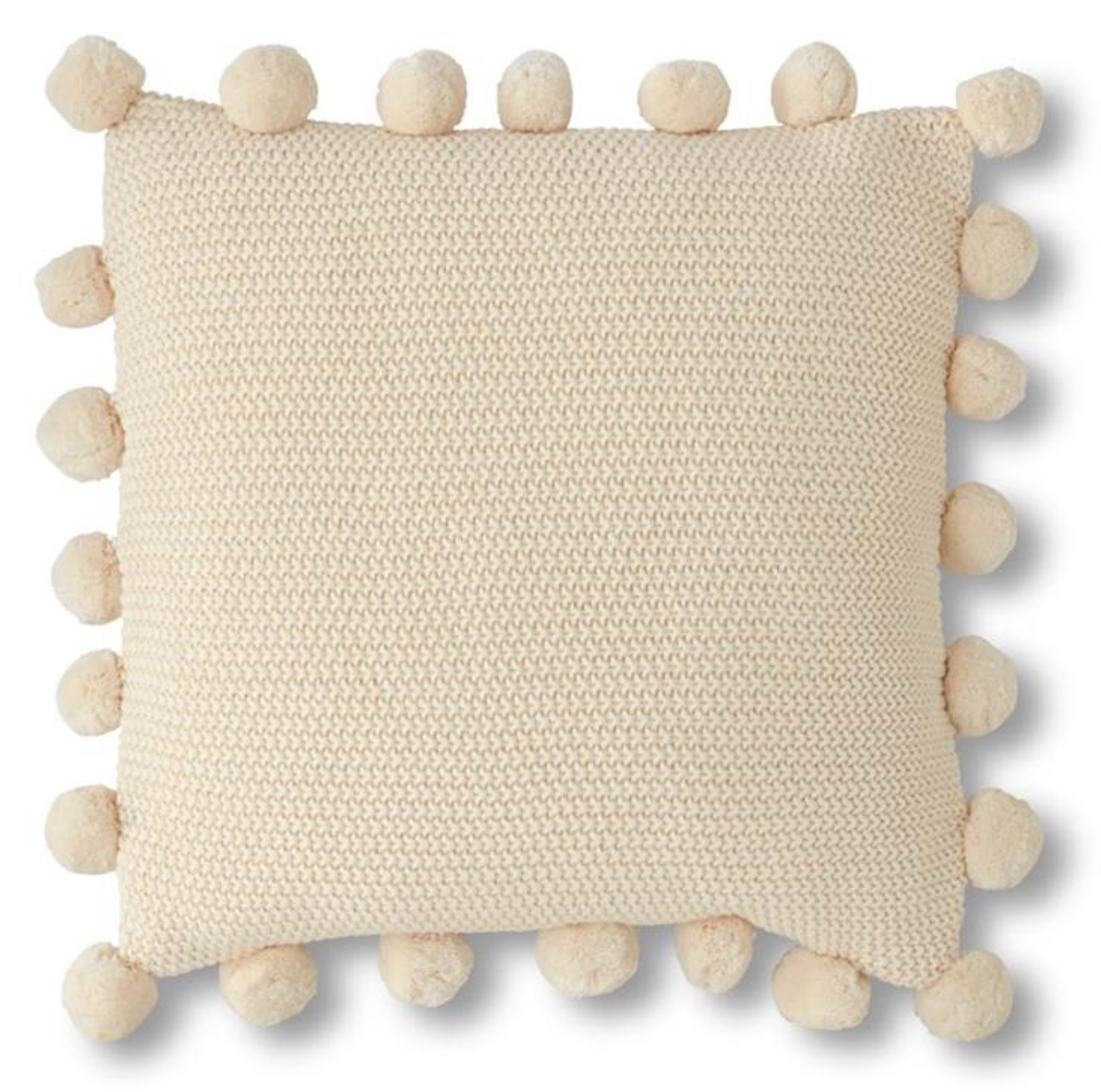 20" Knit Pillow with Pompoms