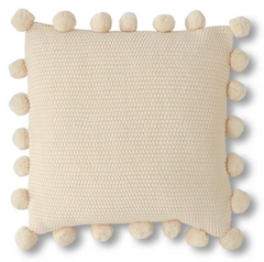 20" Knit Pillow with Pompoms