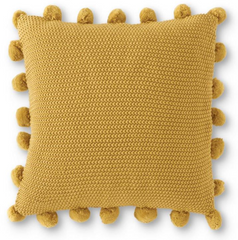 20" Knit Pillow with Pompoms