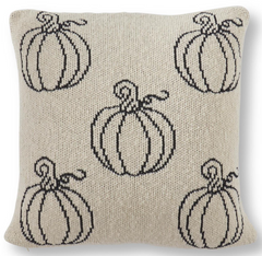 20" Cream & Black Pumpkin Pillow