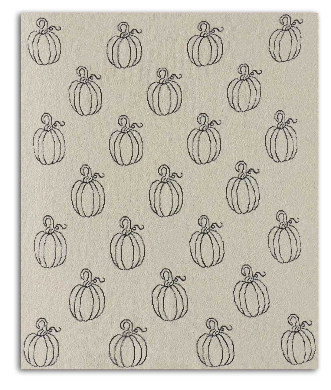 60" Cream & Black Pumpkin Throw