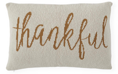 24" Cream Cotton Knit Pillow with Yellow "Thankful"