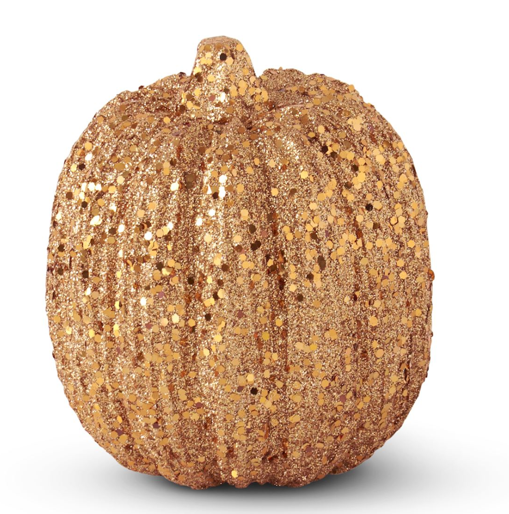 6" Orange Glitter & Sequin Pumpkin