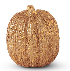 6" Orange Glitter & Sequin Pumpkin