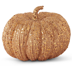 8" Orange Glitter & Sequin Pumpkin