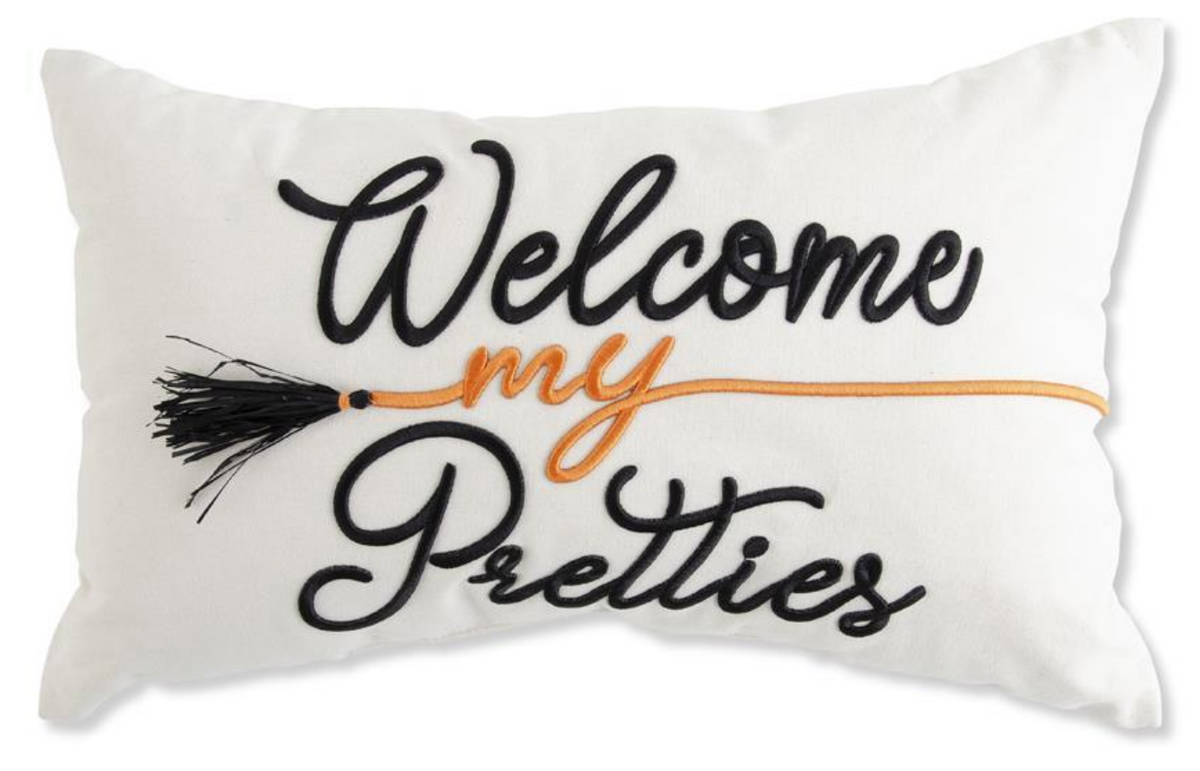 19" Tan Rectangle Pillow with Embroidery