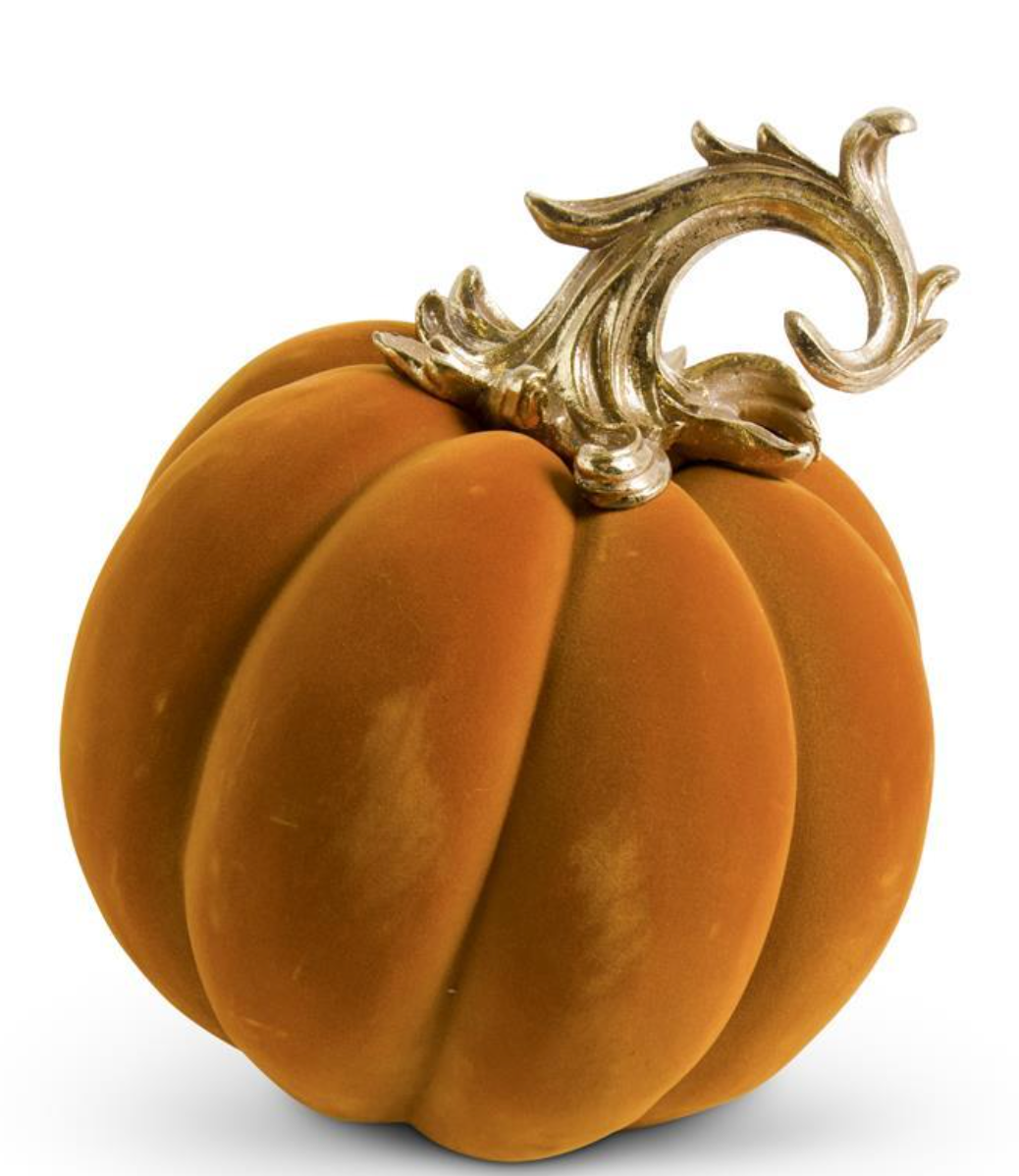 12" Velvet Pumpkin with Gold Filigree Stem (Sold Separately)