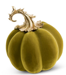 9.5" Velvet Pumpkin with Gold Filigree Stem (Sold Separately)