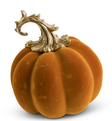 9.5" Velvet Pumpkin with Gold Filigree Stem (Sold Separately)
