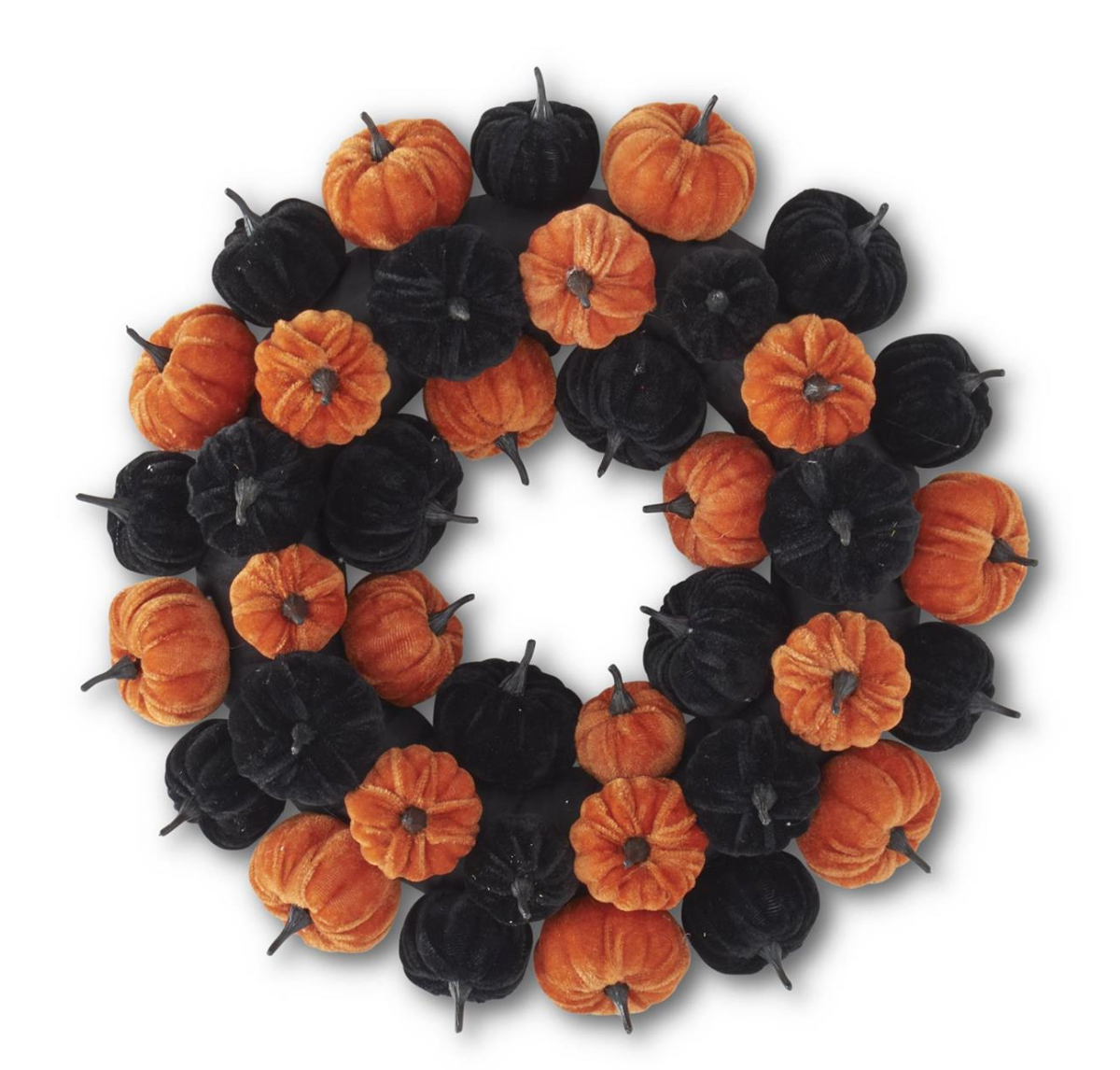 15" Black & Orange Velvet Pumpkin Wreath
