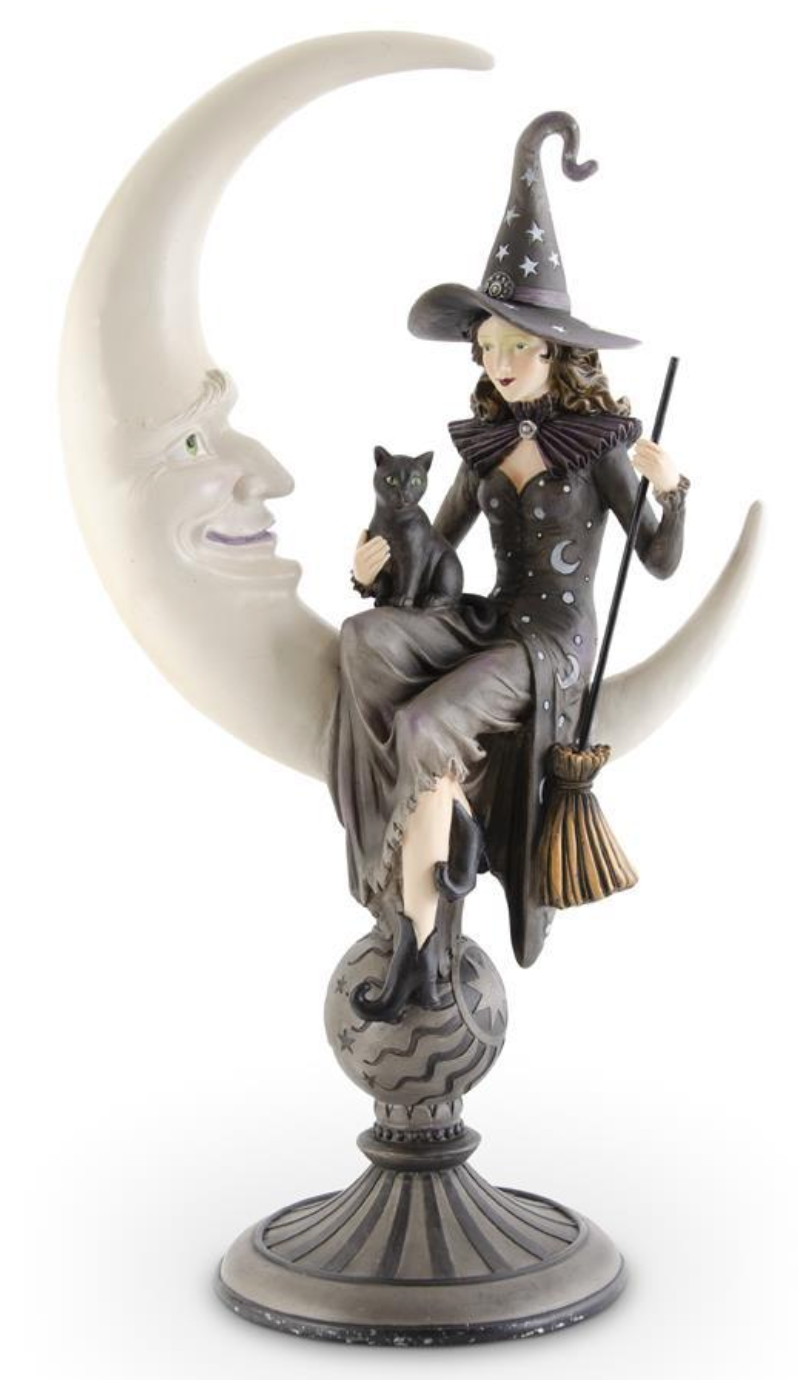 20.5" Crescent Moon with Sitting Witch