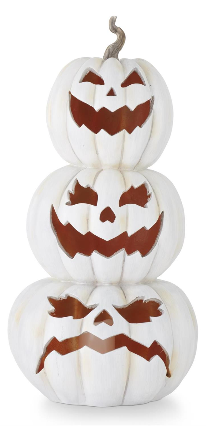 30" Gray Resin LED Flicker Flame Jack-O-Lantern